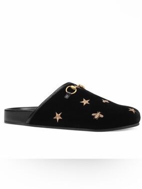 🐝GUCCI River Embroidered Mule in Black